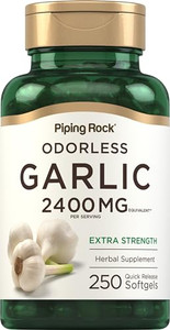 Piping Rock Odorless Garlic Supplement | 250 Softgels | Herbal Extract for Women and Men | Extra Strength | Non-GMO, Gluten Free