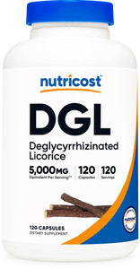 Nutricost DGL Deglycyrrhizinated Licorice Extract 5,000mg Equivalent from 500mg of 10:1 Extract Per Serving - 120 Capsules for 120 Servings Per Bottl