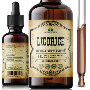 HERBALICIOUS Licorice Root Extract (Glycyrrhiza glabra)  Organic Liquid Herbal Extract, 2 fl oz  Vegan, Non-GMO, Gluten-Free