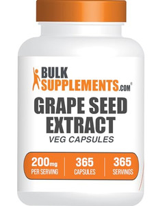 BulkSupplements.com Grape Seed Extract Capsules - Antioxidant Supplement, Grape Seed Extract 200mg - Vegan & Gluten Free, 1 Capsule per Serving, 365