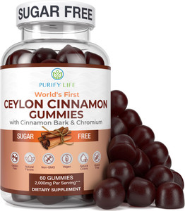 Sugar-Free Ceylon Cinnamon Gummies (2,000mg/Serving)  Vegan, Gluten-Free Herbal Supplement  Replace Cinnamon Capsules, Pills & Powders  60 Chews