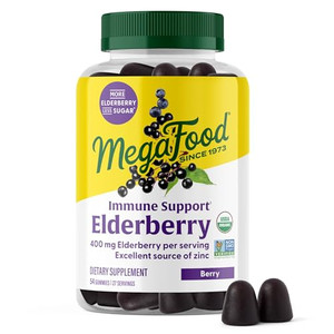 MegaFood Elderberry Gummies for Kids, Teens & Adults, Immune Support Supplement, Gummy Vitamins - Made with Zinc & Real Food, Pectin-Based, USDA Orga