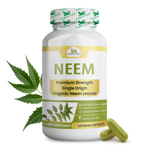 Organic Veda Neem Capsules  Herbal Supplement for Clear Skin, Immune & Gut Health For Men & Women - Single Origin True Green Neem Leaf Powder - Puri