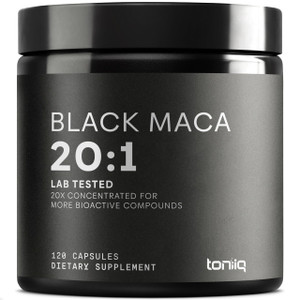 Toniiq Black Maca Root - Ultra High Potency 20:1 Extract - Single Origin, Wildcrafted & Highly Concentrated - Third-Party Lab Tested - 120 Capsules