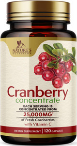 Cranberry Pills Supplement 25,000mg - Fresh Cranberry Equivalent with Vitamin C & E - Urinary Tract Health Support, Sugar Free Formula, Fruit Powder