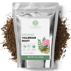 Elanen Naturals Organic Valerian Root 4 oz. (113g), USDA Certified Organic Valerian Root Herb Tea, Te De Valeriana Para Dormir, Valarian Officinalis