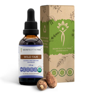 Secrets of the Tribe Wild Yam Alcohol-Free USDA Organic Tincture (Glycerite) 695 mg Responsibly farmed Wild Yam (Dioscorea Villosa) Dried Root (2 Fl