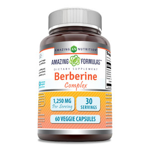 Amazing Formulas Berberine with Bitter Melon & Banaba Extract Complex | 1250 Mg Per Serving | Veggie Capsules | Non-GMO | Gluten-Free | Made in USA (