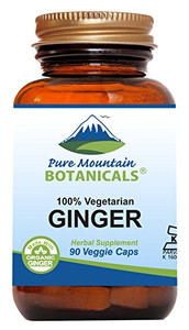 Pure Mountain Botanicals Ginger Capsules - Kosher Vegan with 1000mg Organic Ginger Root Supplement