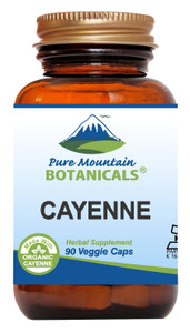 Pure Mountain Botanicals Cayenne Pepper Capsules - 90 Kosher Vegan Caps with 500mg Organic Cayenne Pepper with Capsaicin