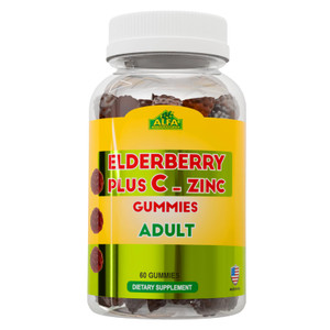 ALFA VITAMINS Elderberry + Vitamin C & Zinc Gummies Promotes Healthy Immunity - Supports Brain Function - Antioxidants - 60 Gummies