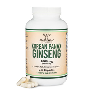 Ginseng Capsules (Korean Red Ginseng Extract, Panax Ginseng 10% Ginsenosides) (4 Month Supply) 240 Vegan Capsules - 1,000mg per Serving for Mood, Cog