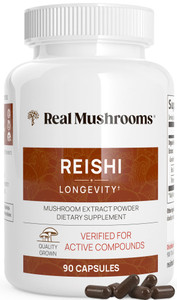 Real Mushrooms Reishi Mushroom Capsules - Handpicked Organic Mushroom Extracts - Red Reishi for Tranquil Daily Wellness with Verified Beta Glucans Ve