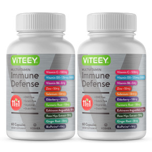 VITEEY 11 in 1 Immune Support Supplement - Immune Defense with Vitamin D3, B6, Echinacea, Turmeric, Rose-HIPS, Selenium, BioPerine, Ginger, Elderberr