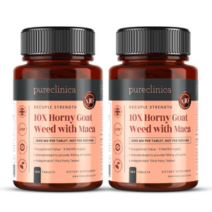 10X Horny Goat Weed Extract (3750mg) Maca Extract (2500mg) x 360 Tablets (2 Bottles of 180) - 1 Years Supply