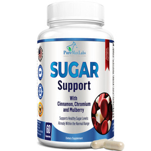 YUMMYVITE Sugar Support Supplement with Cinnamon, Chromium, Mulberry, Alpha Lipoic Acid - 20 Herbs & Vitamins - Non-GMO, 60 Capsules