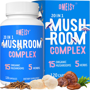 Mushroom Supplement 2600mg, 20-in-1 Mushroom Complex, with Lions Mane, Cordyceps, Reishi, Turkey Tail, Chaga - Brain Supplements for Memory and Focus