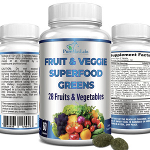 Fruit and Veggie Superfood Greens - 28 Fruits and Vegetables incl. Alfalfa, Barley Grass, Spirulina, Beet Root, Tart Cherry, Concentrated Natural Ant