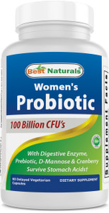 Best Naturals Probiotics for Women 100 Billion CFU - 10 Strains + Prebiotics Fiber + Digestive Enzyme Blend + Women's Health Herbal Blend - Immune, D