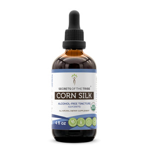 Secrets of the Tribe Corn Silk USDA Organic Tincture Alcohol-Free Extract, Zea Mays Dried Silk (4 FL OZ)