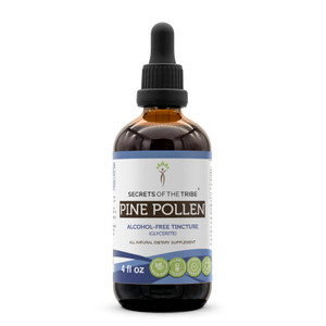 Secrets of the Tribe Pine Pollen Tincture Alcohol-Free Extract, Wildcrafted Pine Pollen (Scots Pine, Pinus sylvestris) Dried Pollen (4 FL OZ)