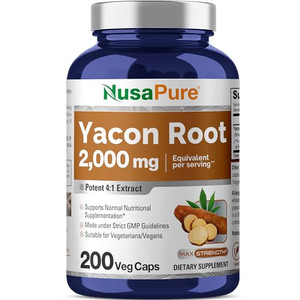 NusaPure Yacon Root Extract 2000mg 200 Vegetarian Capsules (Extract 4:1, Non-GMO, Vegan)
