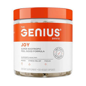 Genius Joy, Nootropic Mood Enhancer Supplement - Support Cognitive Health, Enhance Mood & Neural Function with Brain Boosting L-Theanine, Panax Ginse