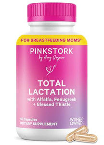 Pink Stork Total Lactation Supplement for Breast Milk Supply, Organic Fenugreek and Alfalfa to Support Breastfeeding, Milk Flow, and Production, Post