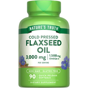 Nature's Truth Flaxseed Oil Softgels | 90 Count | Cold Pressed, Non-GMO & Gluten Free Supplement