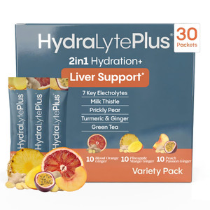 Hydralyte Liver Support + Electrolyte Mix with Milk Thistle, Turmeric, Ginger, Prickly Pear, Green Tea Extract Formulated for Rapid Rehydration (Vari
