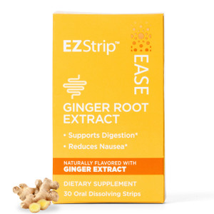 EZStrip Ease Supplement - Ginger Flavor, 30 Count - Dissolving Strips with Ginger Root Help Support Nausea Relief, Morning and Motion Sickness, and D