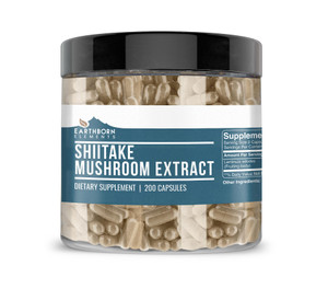 Earthborn Elements Shiitake Mushroom Extract 200 Capsules, Pure & Undiluted, No Additives