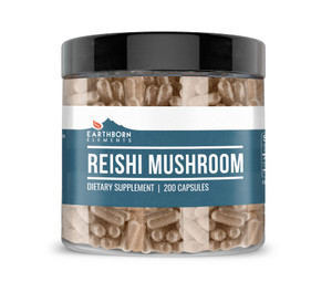 Earthborn Elements Reishi Mushroom 200 Capsules, Pure & Undiluted, No Additives