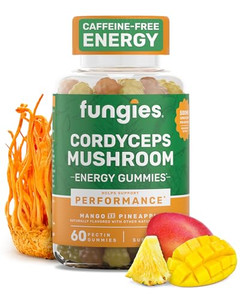 Fungies Cordyceps Mushroom Gummies, Mango & Pineapple Flavor - Mushroom Herbal Supplement Gummy for Adults Supports Endurance, Energy & Performance -