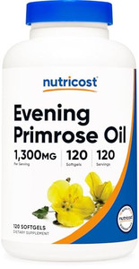 Nutricost Evening Primrose Oil 1,300mg, 120 Softgels - Cold Pressed, Non-GMO, Gluten Free, 120 Servings