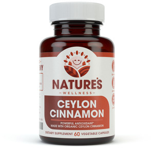 Natures Wellness Organic Ceylon Cinnamon - 1200 mg | Powerful Antioxidant | Maintains Joint Health and Mobility | Non-GMO | 60 Veg Capsules