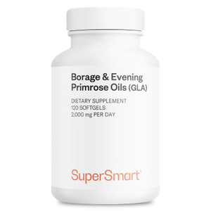 Supersmart - Borage & Evening Primrose (High Potency) - GLA Oil Gamma Linolenic Acid Cold Pressed - with Vitamin E, Borage Oil & Evening Primrose Oil