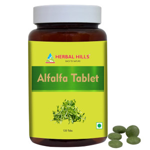 Herbal Hills Alfalfa Tablets | 120 Count | Source of Vitamin A | Natural Green Superfoods