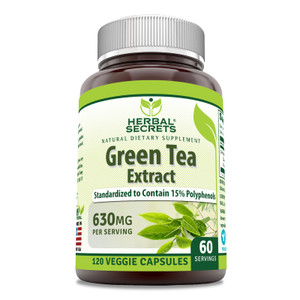 Herbal Secrets Green Tea Extract 630 Mg Per Serving | Veggie Capsule Supplement | Non-GMO | Gluten Free | Made in USA (1 Pack, 120 Count)