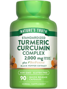 Nature's Truth Turmeric Curcumin Capsules | 2000mg | 90 Count | with 95% Standardized Curcuminoids and Bioperine | Non-GMO and Gluten Free Supplement