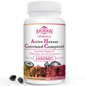 SZCZEKIN 1500mg Liposomal Active Hexose Correlated Supplement,120 Soft Gels Beta-Glucans with Natural Mushroom Extract, Immune System, Liver Function