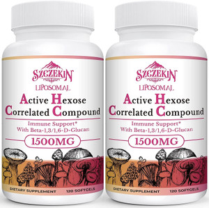 SZCZEKIN 1500mg Liposomal Active Hexose Correlated Supplement,240 Soft Gels Beta-Glucans with Natural Mushroom Extract, Immune System, Liver Function