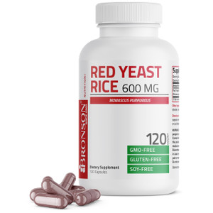 Bronson Red Yeast Rice 600 MG Monascus Purpureus Herbal Health, Non-GMO, 120 Capsules