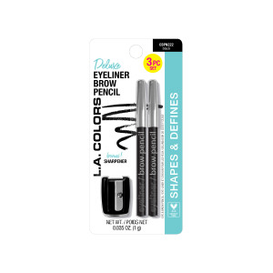 L.A. COLORS Eyeliner/Brow Pencils w/Sharpener (carded), Black CBPN222A