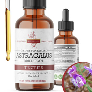 Pura Herba Organic Astragalus Tincture - Premium Astragalus Root Extract for Immune Support - Alcohol-Free, Sugar-Free, Vegan - High Potency Liquid S