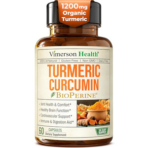 Turmeric Curcumin Supplement - 1200 mg Organic Turmeric + Tumeric Extract (95% Curcuminoids) for Joint Support & Digestive Health - Turmeric Suppleme