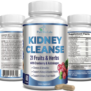 YUMMYVITE Herbal Kidney Cleanse with Cranberry Extract, Astralagus - 21 Fruits & Herbs - Detox & Cleanse Urinary Tract & Bladder Health, Kidney Suppo