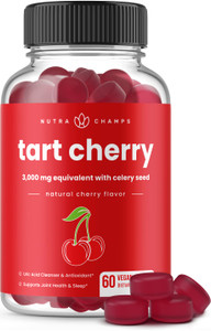 NutraChamps Tart Cherry Gummies - 3000mg Tart Cherry Extract with Celery Seed - Uric Acid Cleanse Supplement - Antioxidant, Joint Comfort, Flexibilit