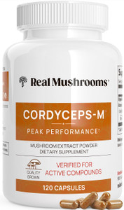Real Mushrooms Supplement Capsules - Cordyceps Mushroom Powder Rich in Beta Glucans - Mushroom Pills Cordyceps for Energy and Performance - Vegan, No