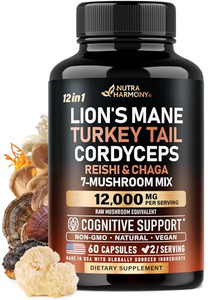 Mushroom Supplement - Organic Lions Mane | Turkey Tail | Chaga | Cordyceps | Reishi | Maitake | Shiitake | Meshima | Tremella | Oyster | Agaricus - M